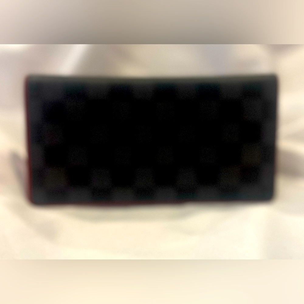 New w/o tags Louis Vuitton Damier graphite Brazza wallet with red interior